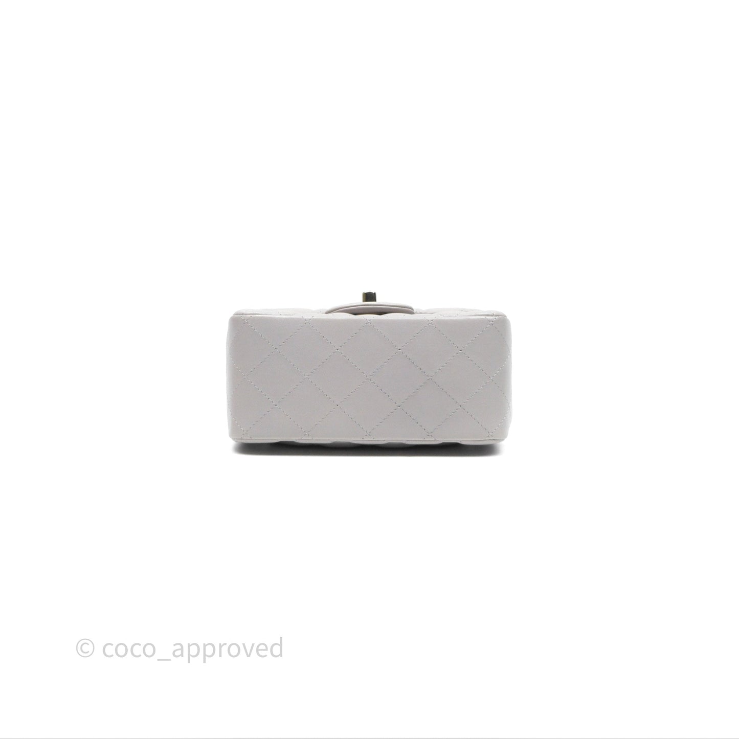 Chanel Mini Square Flap Quilted Light Grey Lambskin Gold Hardware