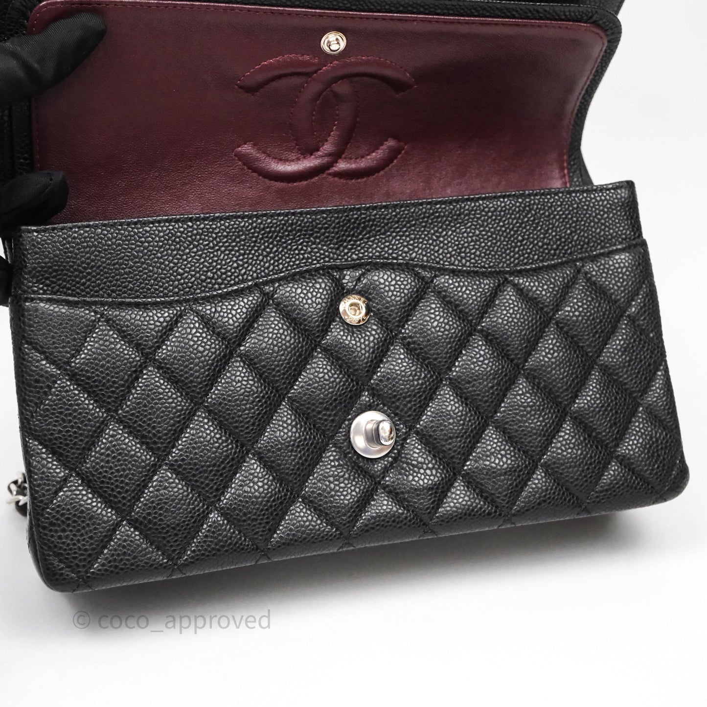 Chanel Classic M/L Medium Flap Quilted Black Caviar Silver Hardware