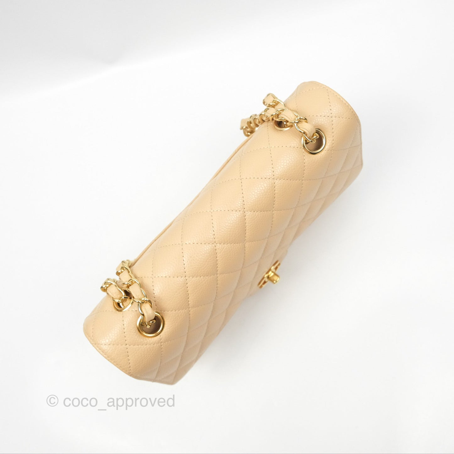 Chanel Classic M/L Medium Flap Quilted Beige Caviar Gold Hardware