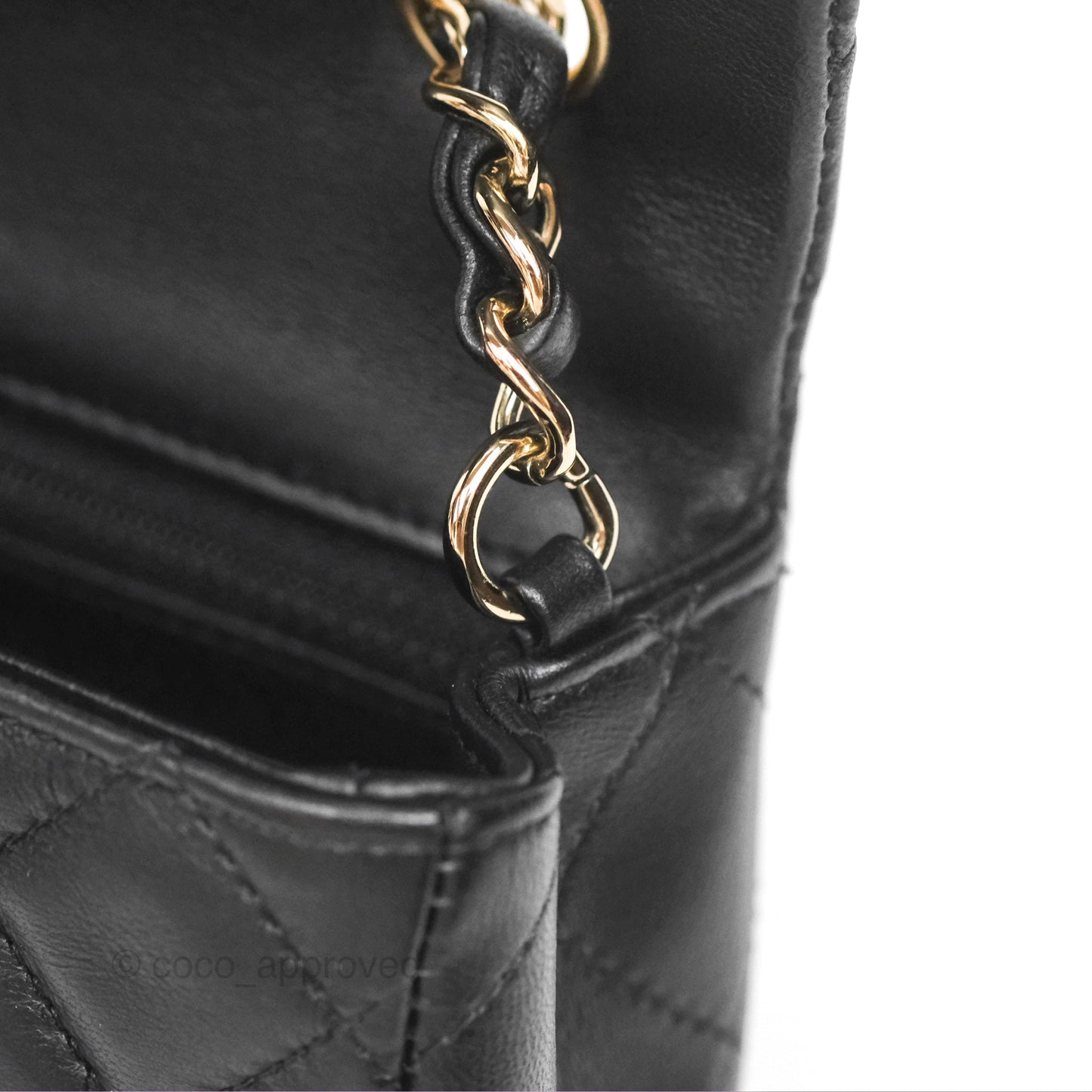 Chanel Quilted Mini Rectangular Black Lambskin Gold Hardware