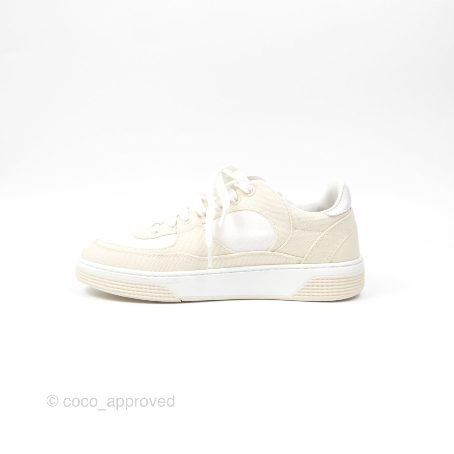 Chanel Ivory Beige White Sneakers Size 37.5