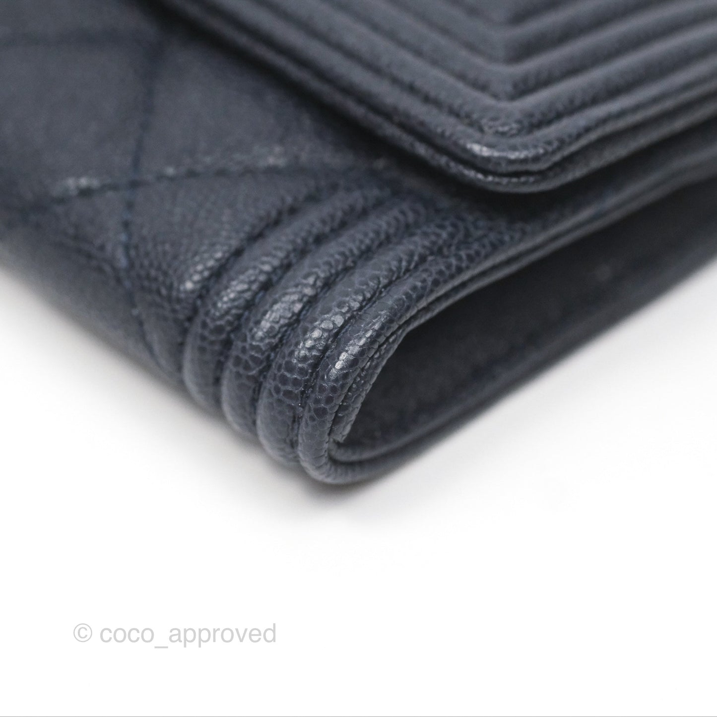 Chanel Quilted Boy Flap Card Holder Navy Caviar Gold Hardware