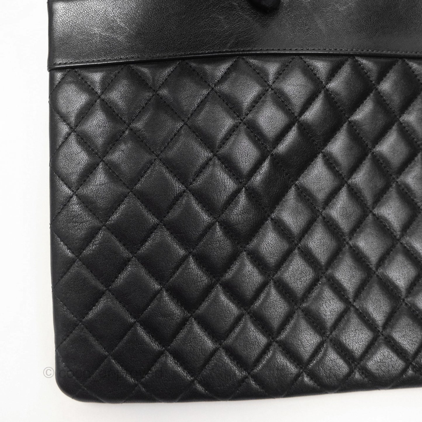 Chanel Mademoiselle Quilted Large O Case Clutch Black Lambskin