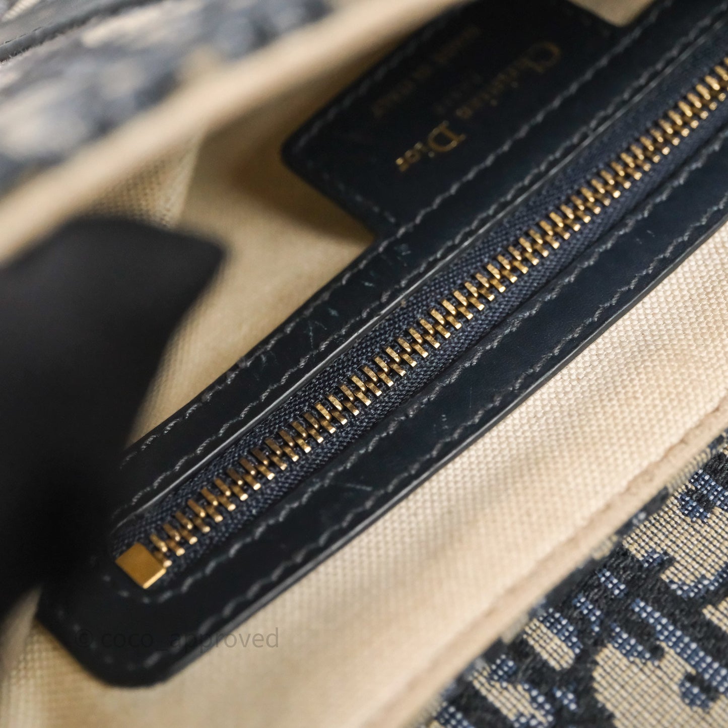 Christian Dior Saddle Bag Navy Dior Oblique Embroidery Gold Hardware