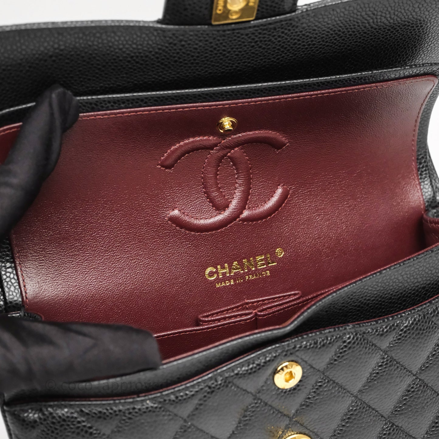 Chanel Small Classic Flap Quilted Black Caviar Gold Hardware