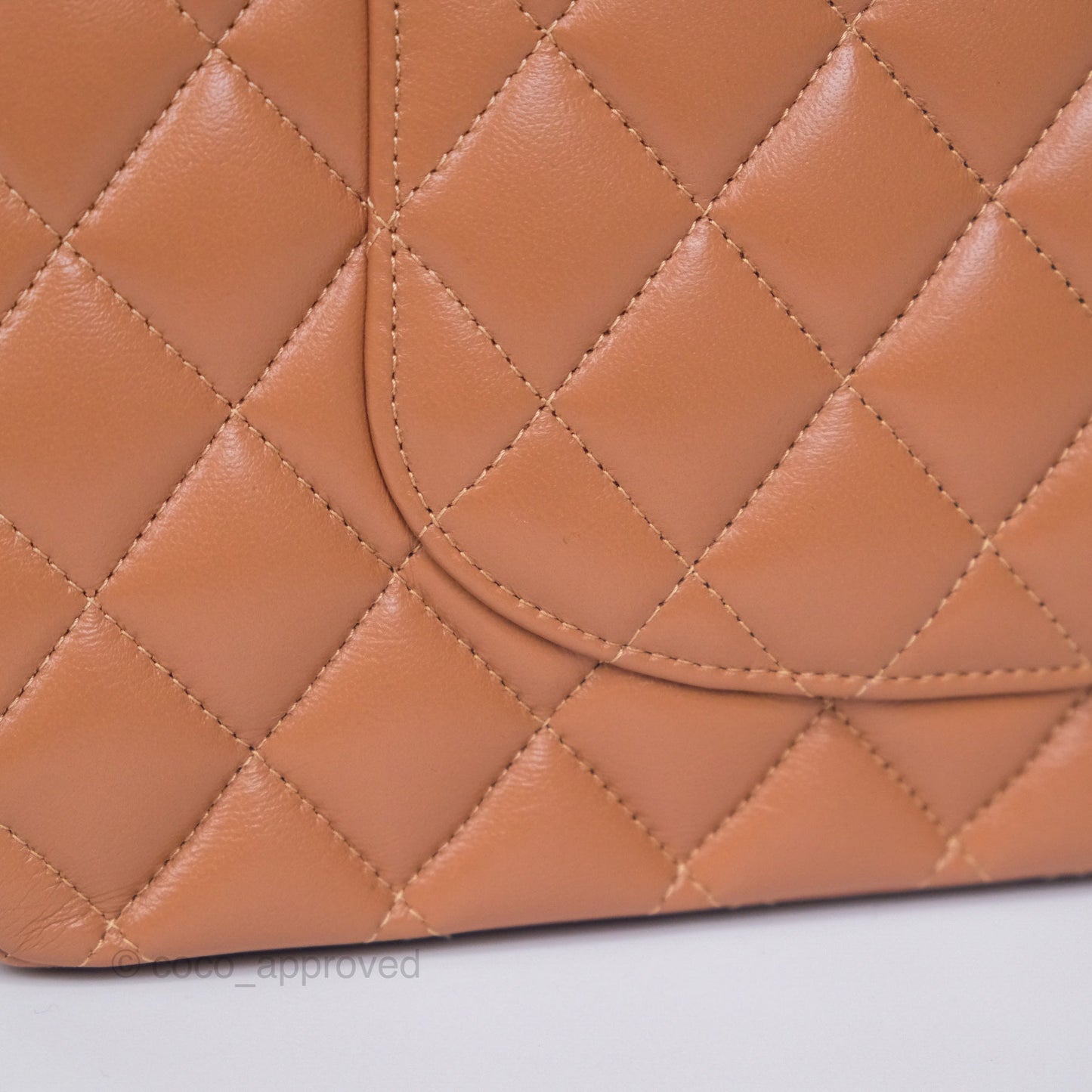 Chanel Medium Classic Quilted Flap Dark Beige Caramel Lambskin Gold Hardware