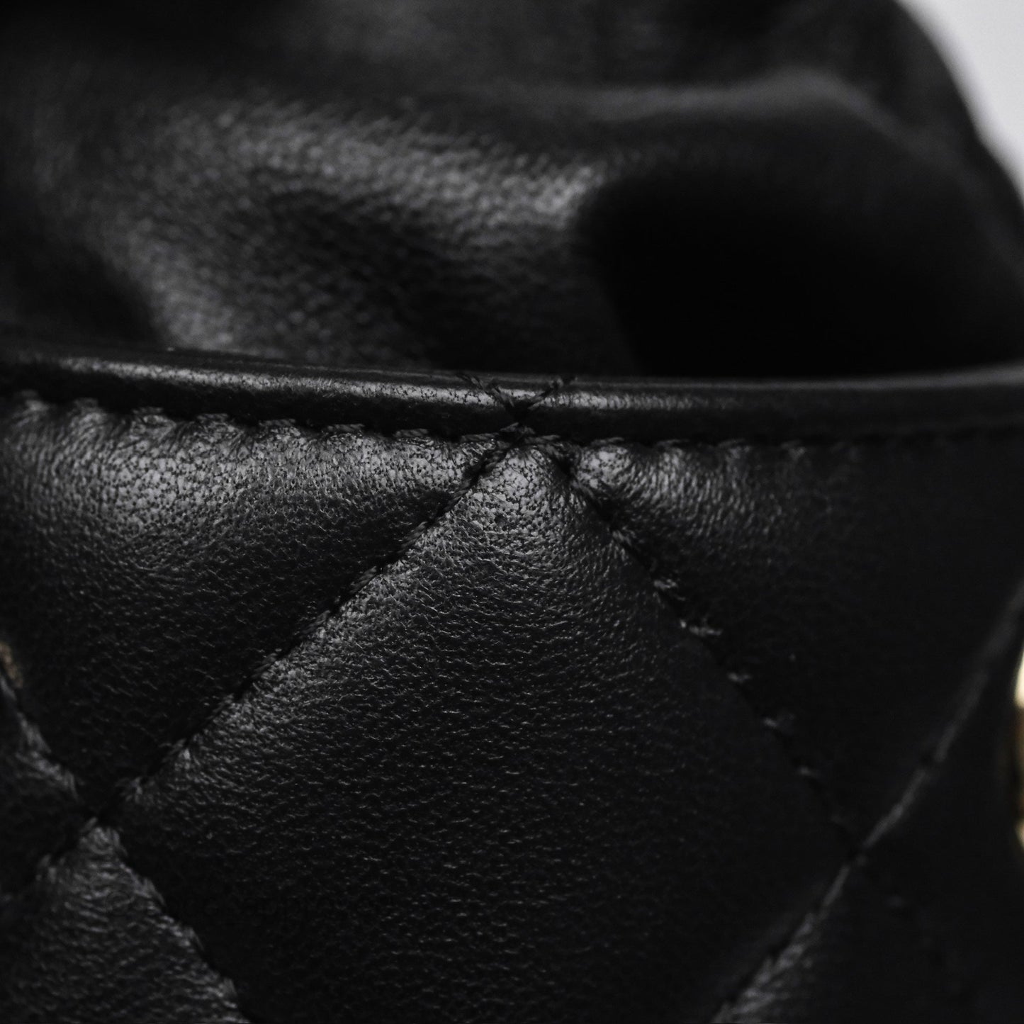Chanel Small Bucket With Chain Black Lambskin Gold Hardware 21A