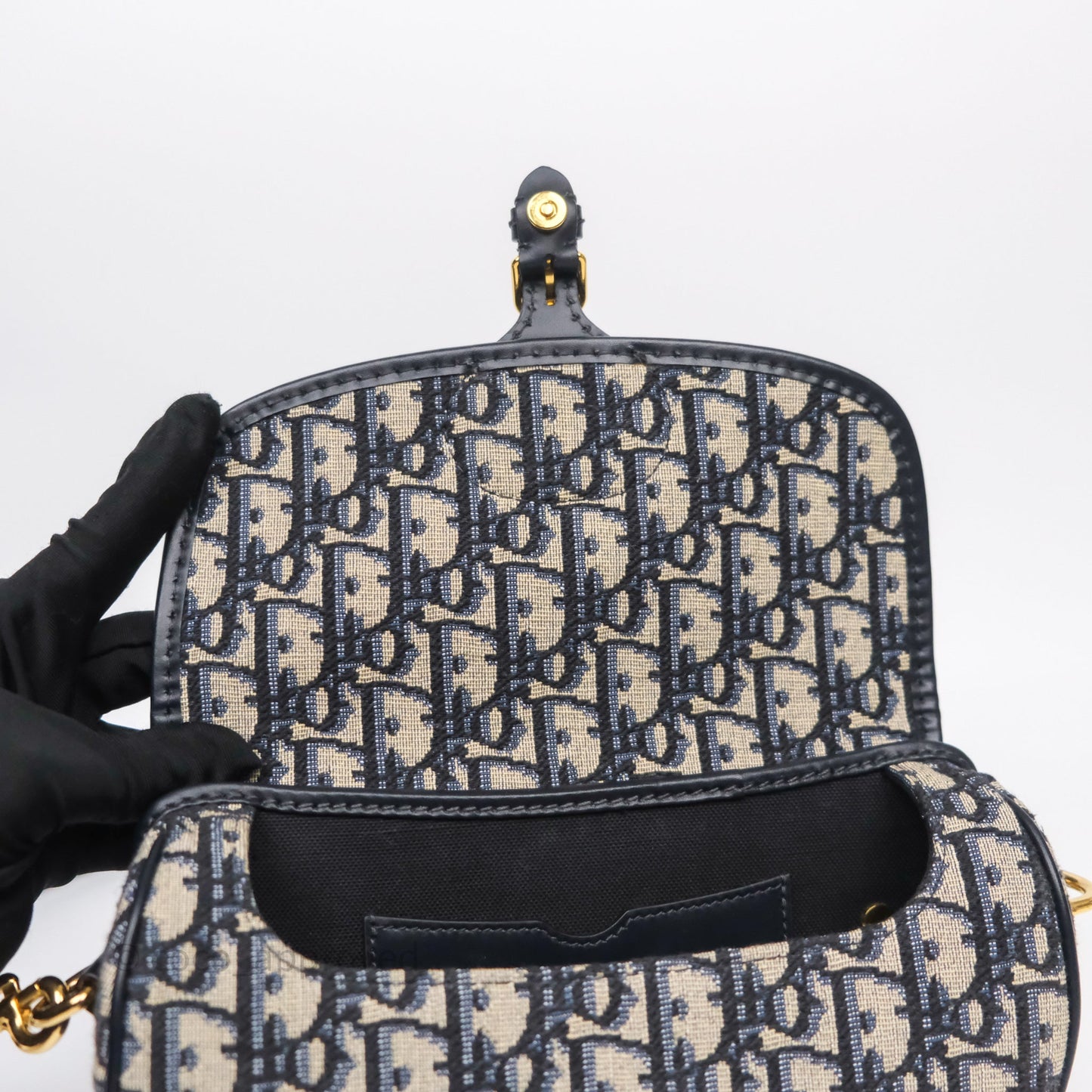 Christian Dior Bobby East-West Bag Blue Oblique Jacquard Canvas