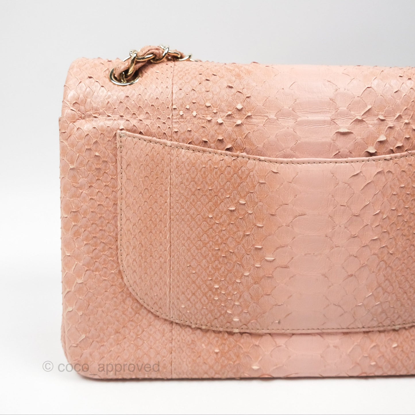 Chanel Jumbo Double Flap Python Pink Gold Hardware