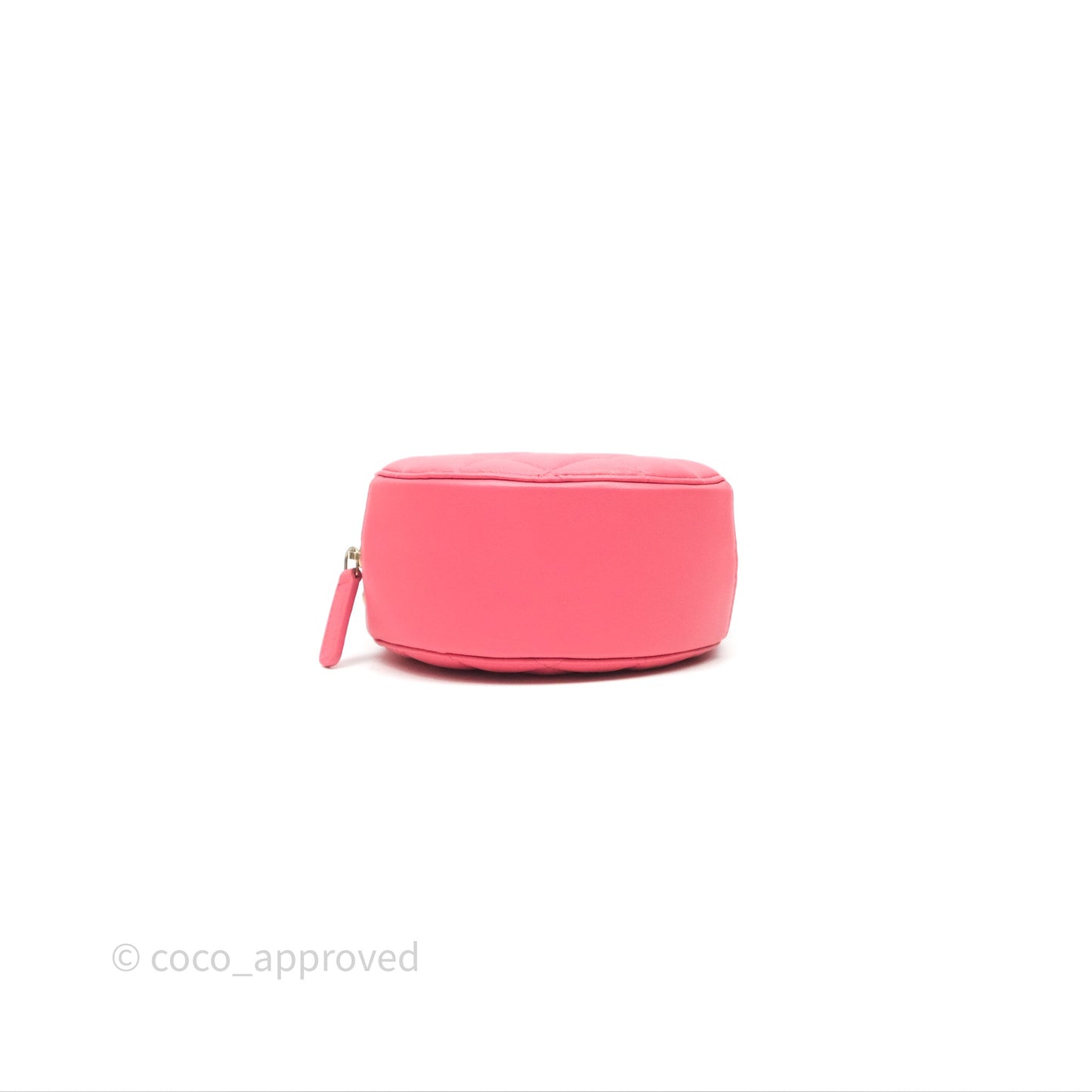 Chanel Quilted Pearl Crush Round Clutch With Chain Pink Lambskin Aged Gold Hardware