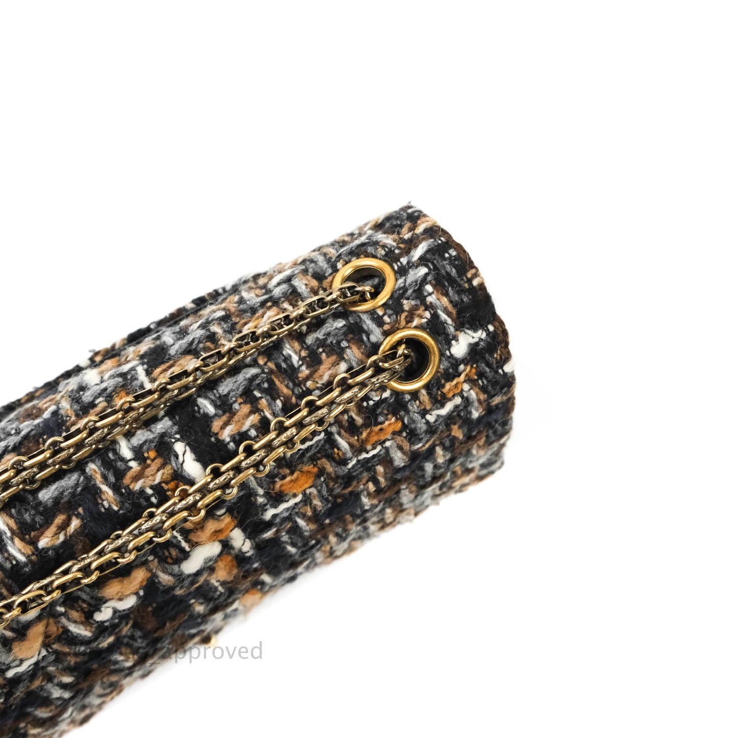 Chanel Quilted Reissue 226 Tweed Navy Brown Aged Gold Hardware