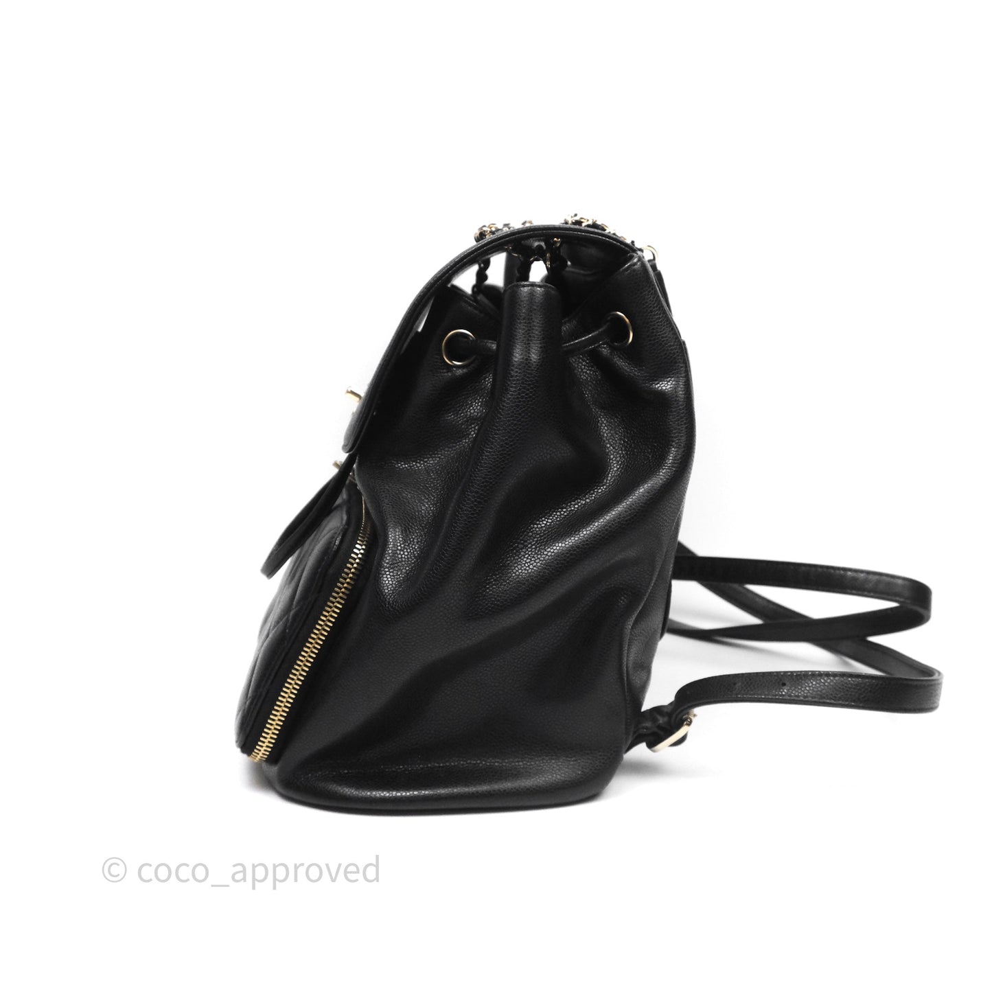 Chanel Quilted Business Affinity Backpack Black Caviar Light Gold Hardware