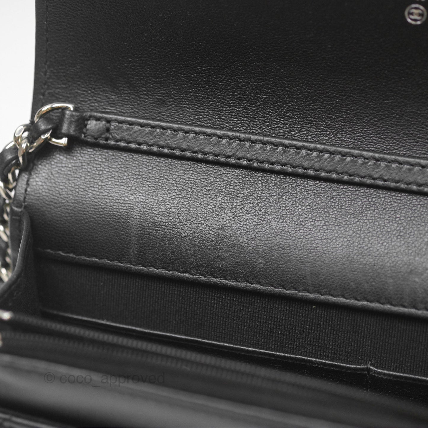 Chanel Gradient CC Wallet On Chain WOC Black Lambskin Silver Hardware 23K