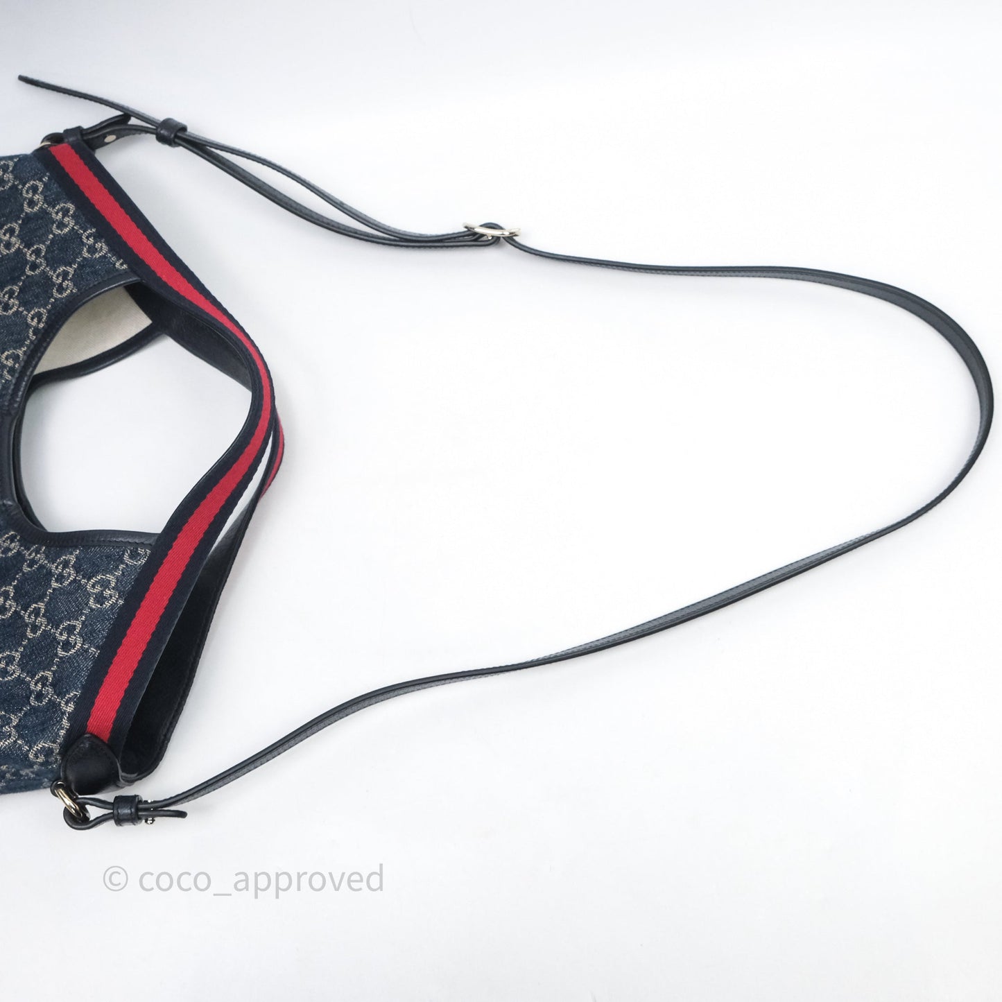 Gucci Giglio Small Tote Bag Blue and White GG Denim