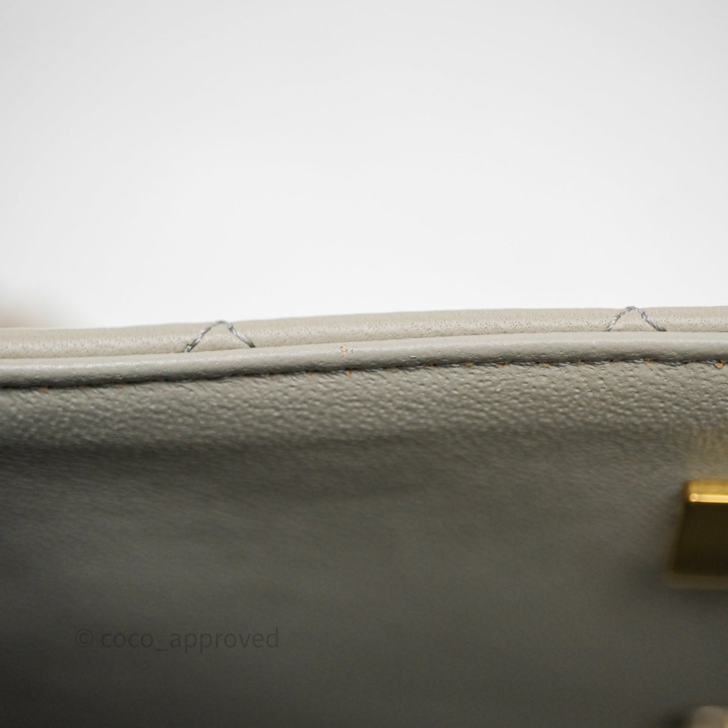 Chanel Mini Rectangular Flap Quilted Light Grey Lambskin Gold Hardware 22C