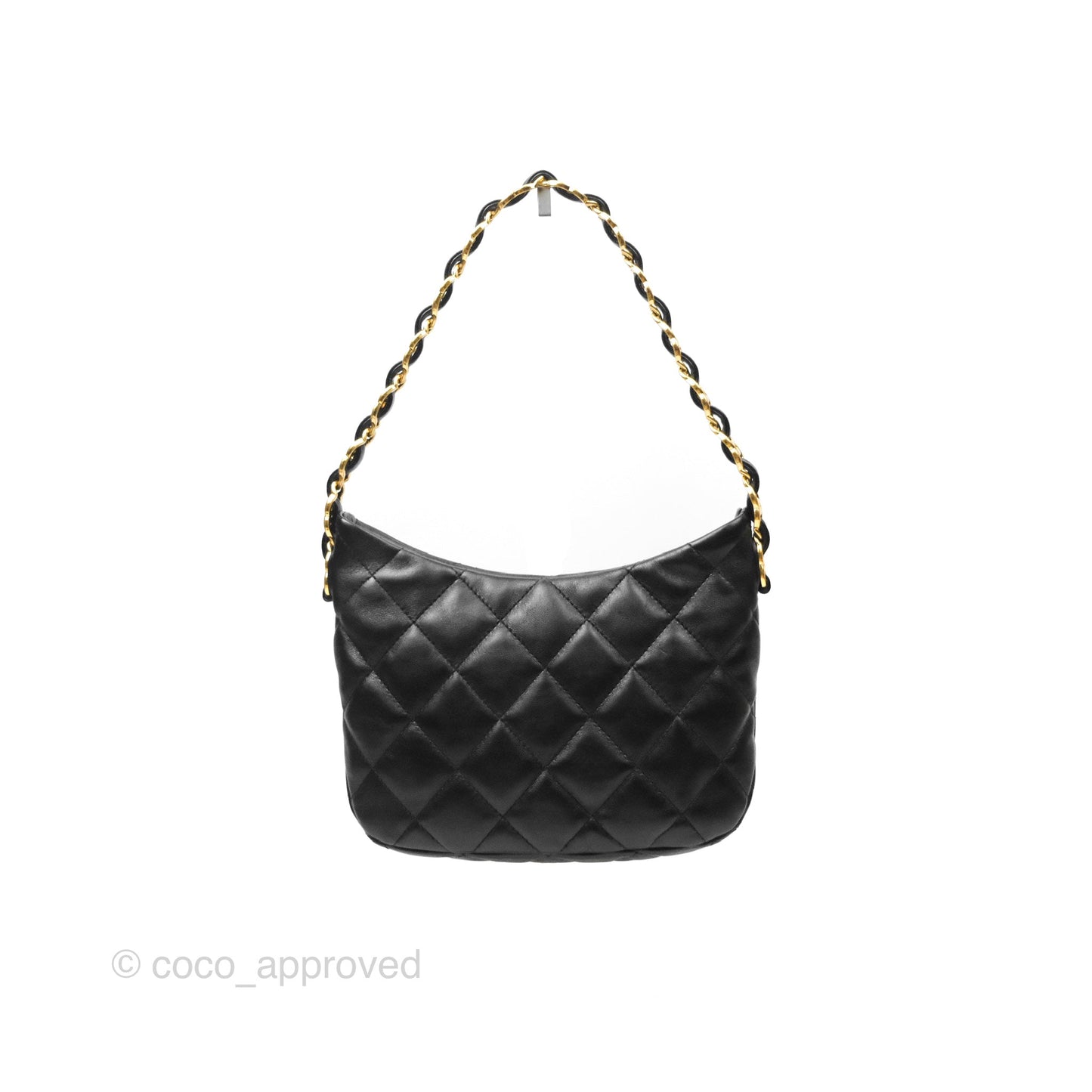 Chanel Small Hobo Bag CC Chain Black Calfskin Aged Gold Hardware 22K