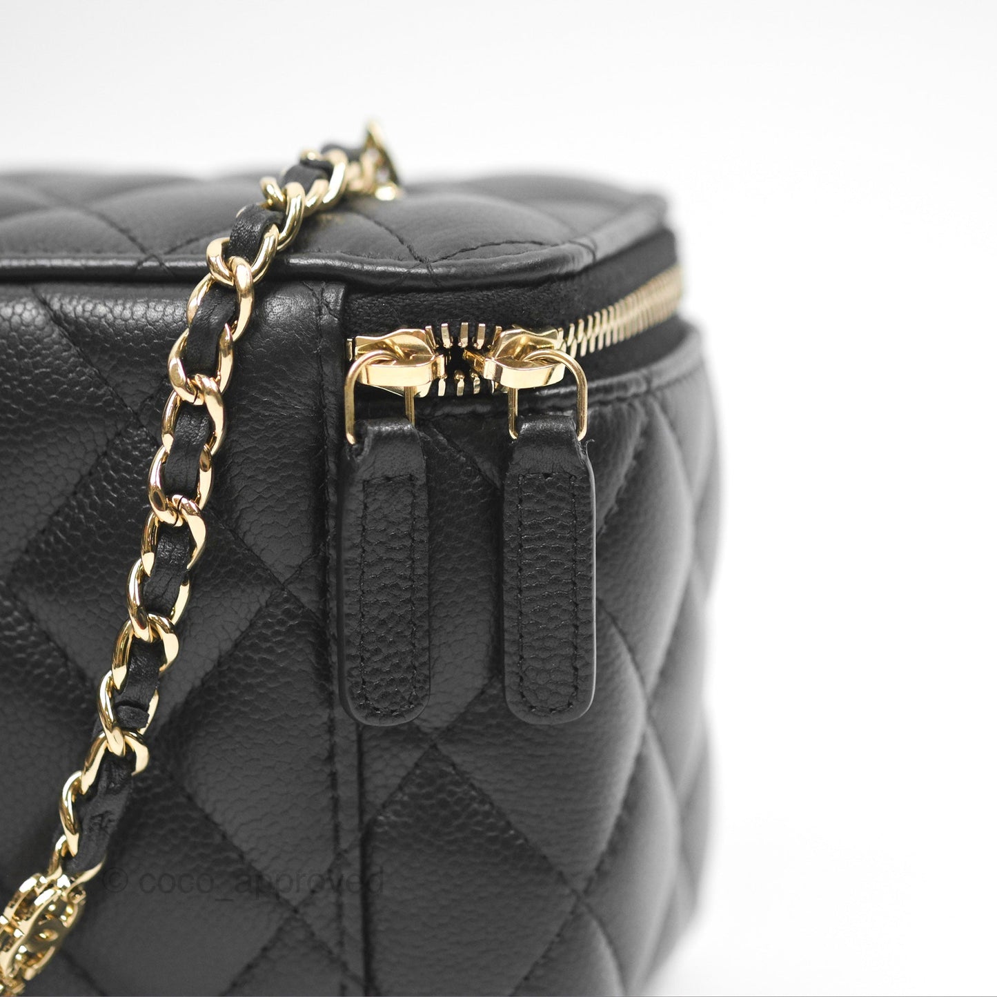Chanel Vanity Rectangular with CC Chain Black Caviar Gold Hardware