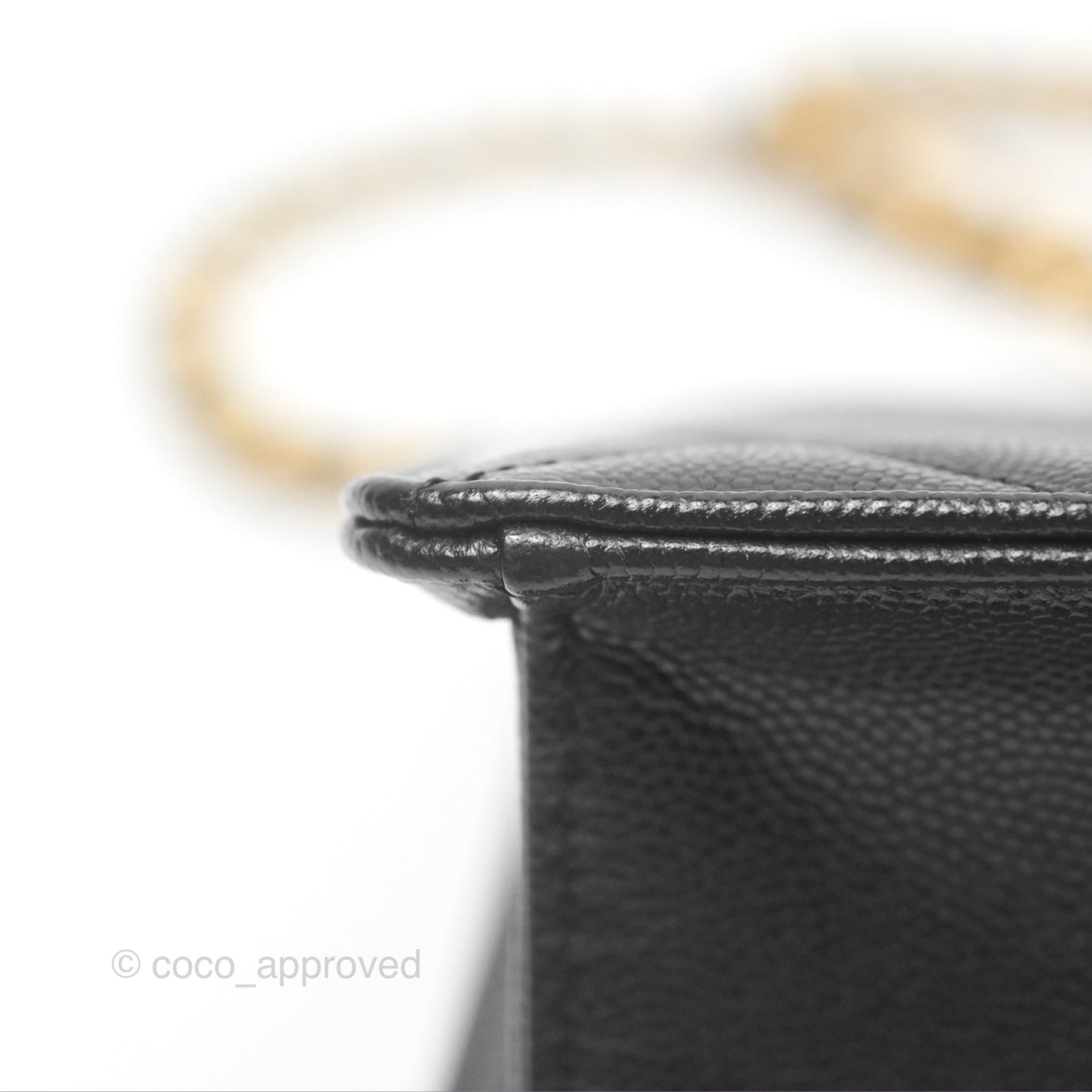 Chanel Chain Flap Bag Black Caviar Aged Gold Hardware 23A