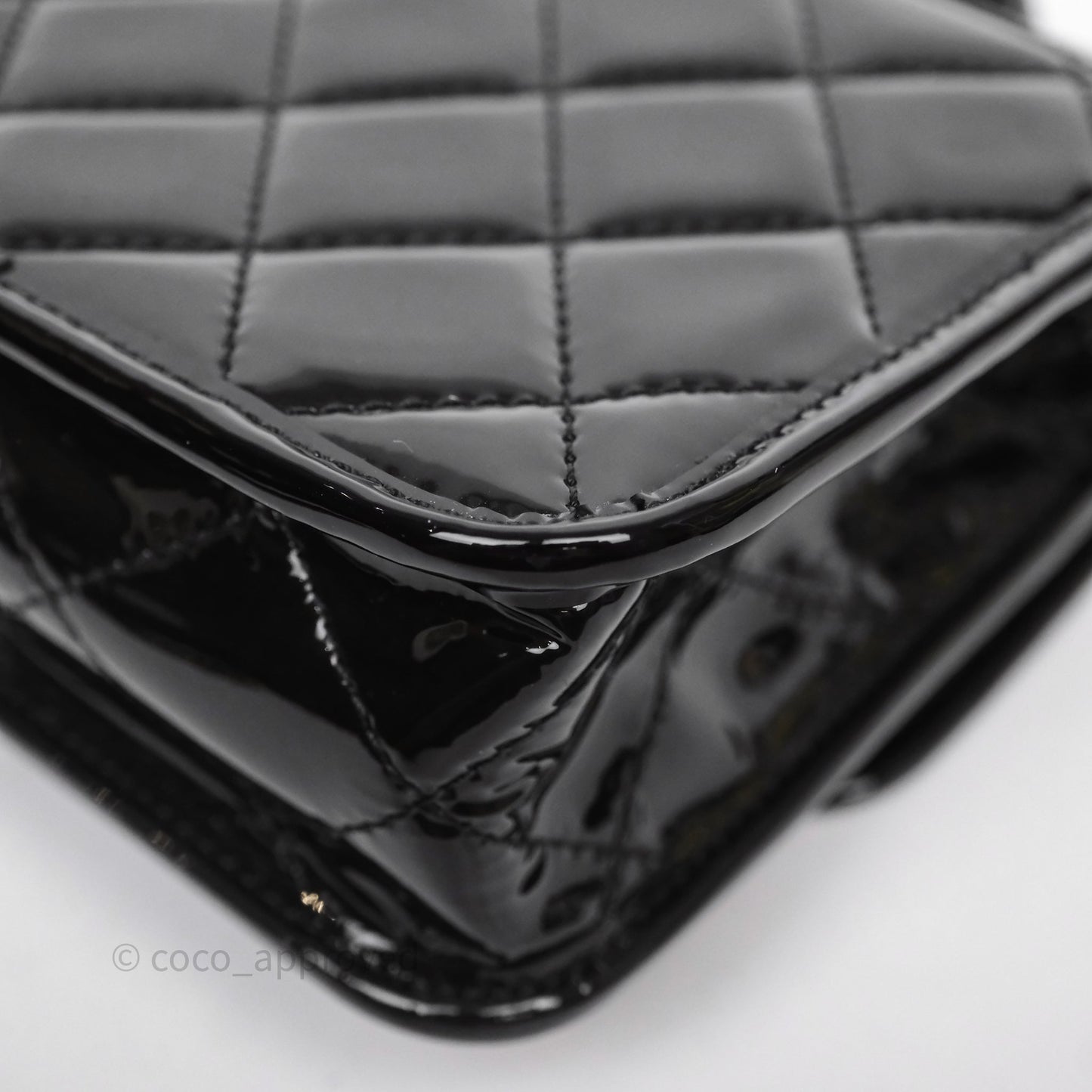 Chanel Mini School Memory Top Handle Flap Black Patent