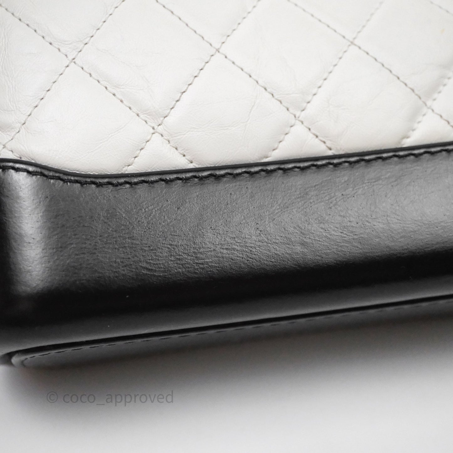Chanel Quilted Small Gabrielle Hobo Black White Aged Calfskin Mixed Hardware