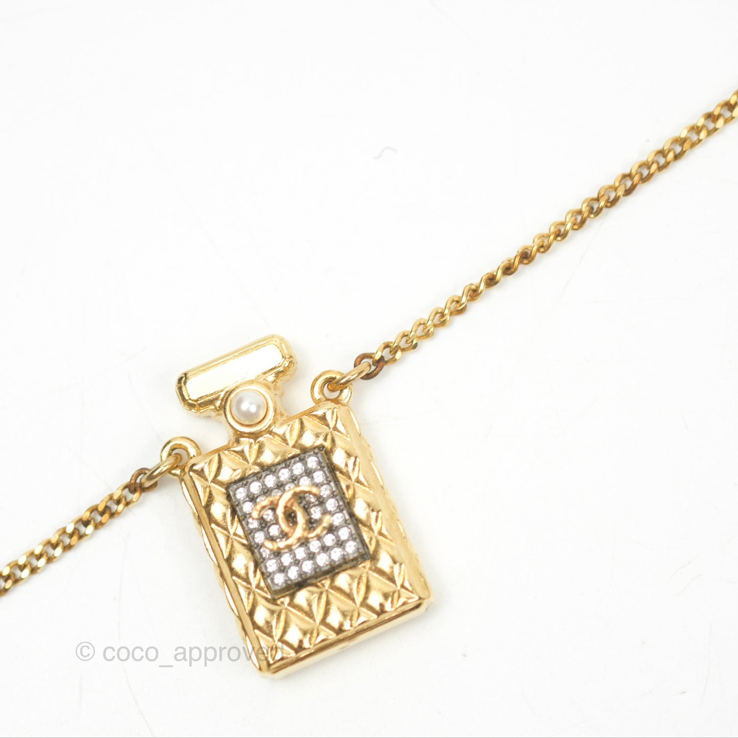 Chanel CC Perfume Bottle Rhinestone Necklace 20A