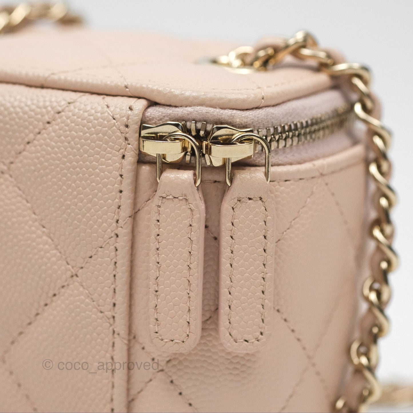 Chanel Mini Vanity With Chain Beige Pink Caviar Gold Hardware