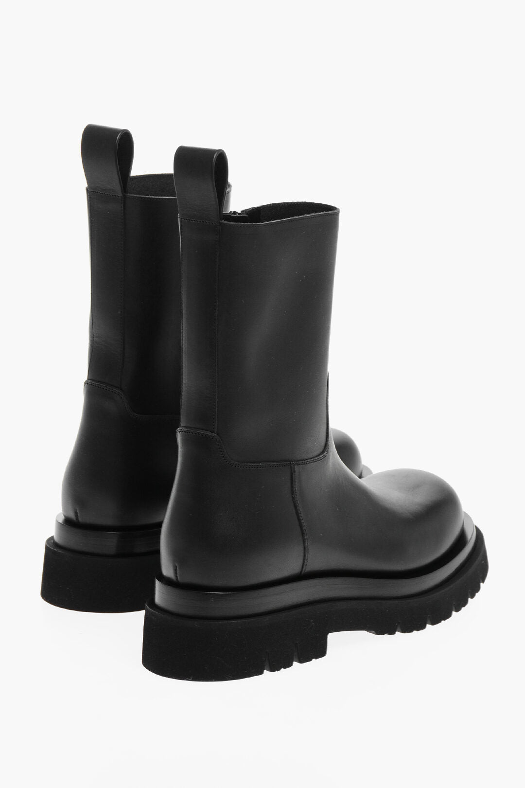 Luxury Bottega Veneta Leather Biker Booties With Rubber Sole