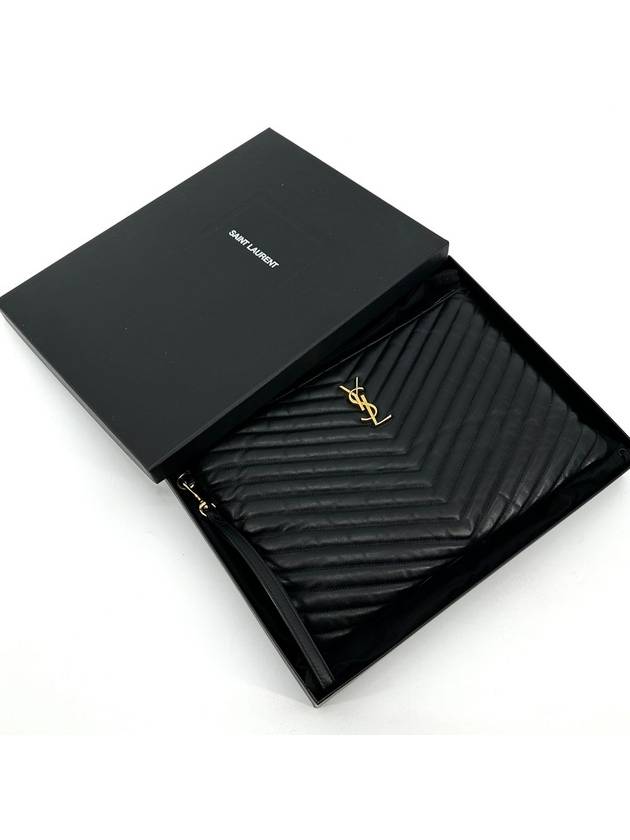 Luxury Saint Laurent Monogram silver clutch new medium 559193