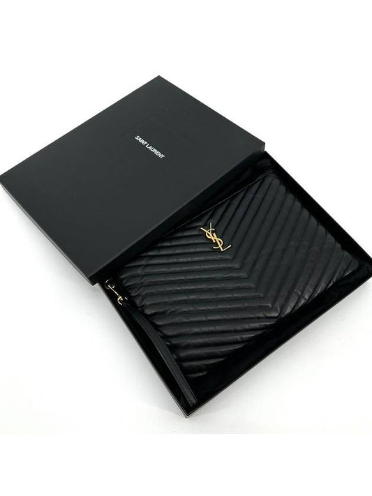 Luxury Saint Laurent Monogram silver clutch new medium 559193