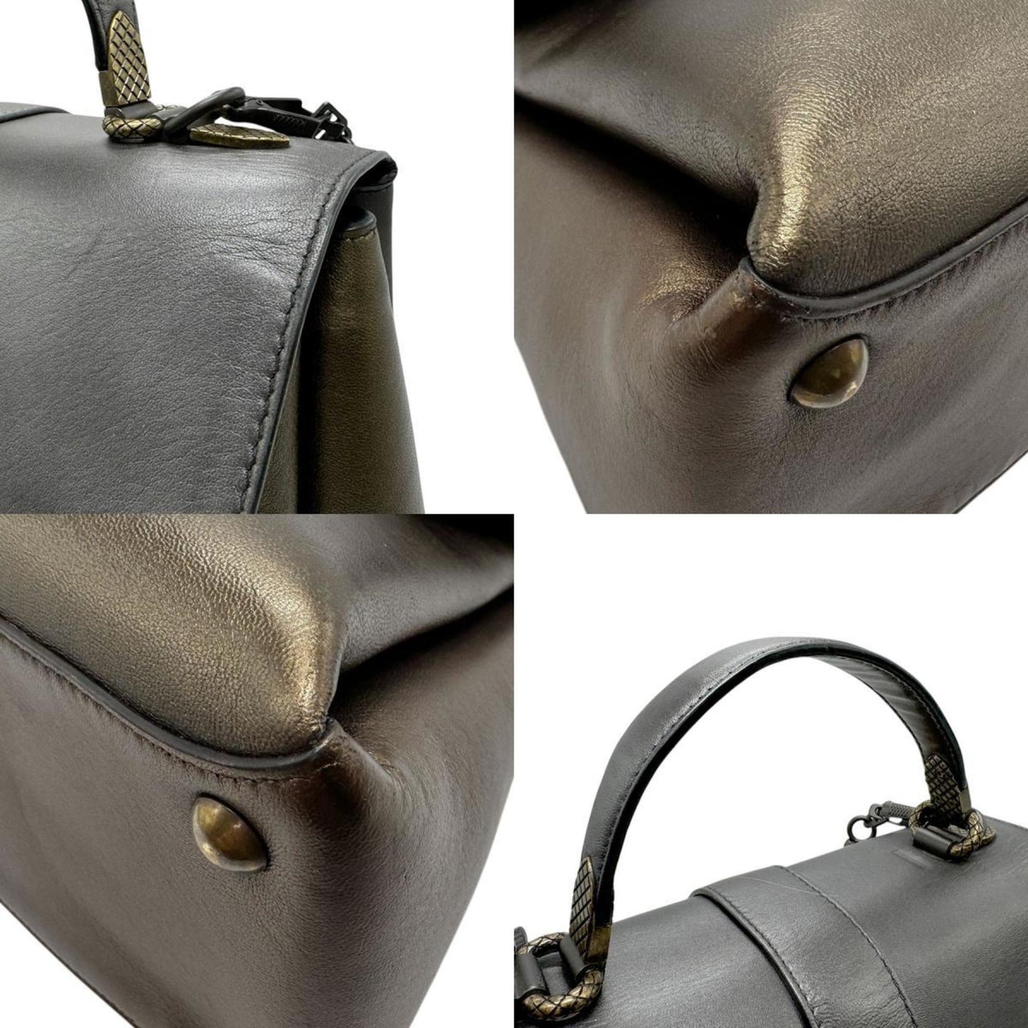 Luxury Bottega Veneta Metallic  Metallic  Leather Handbag Shoulder Bag ()