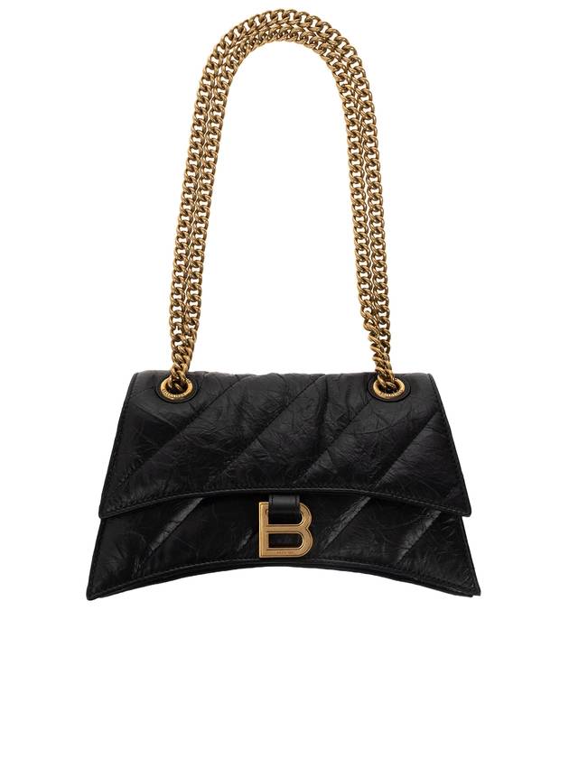 Luxury Balenciaga Women's Crush Logo Gold Chain Small Shoulder Bag Black