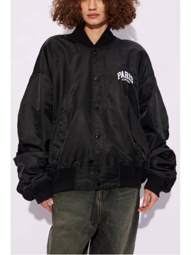 Luxury Balenciaga Paris Oversized Bomber Jacket Black