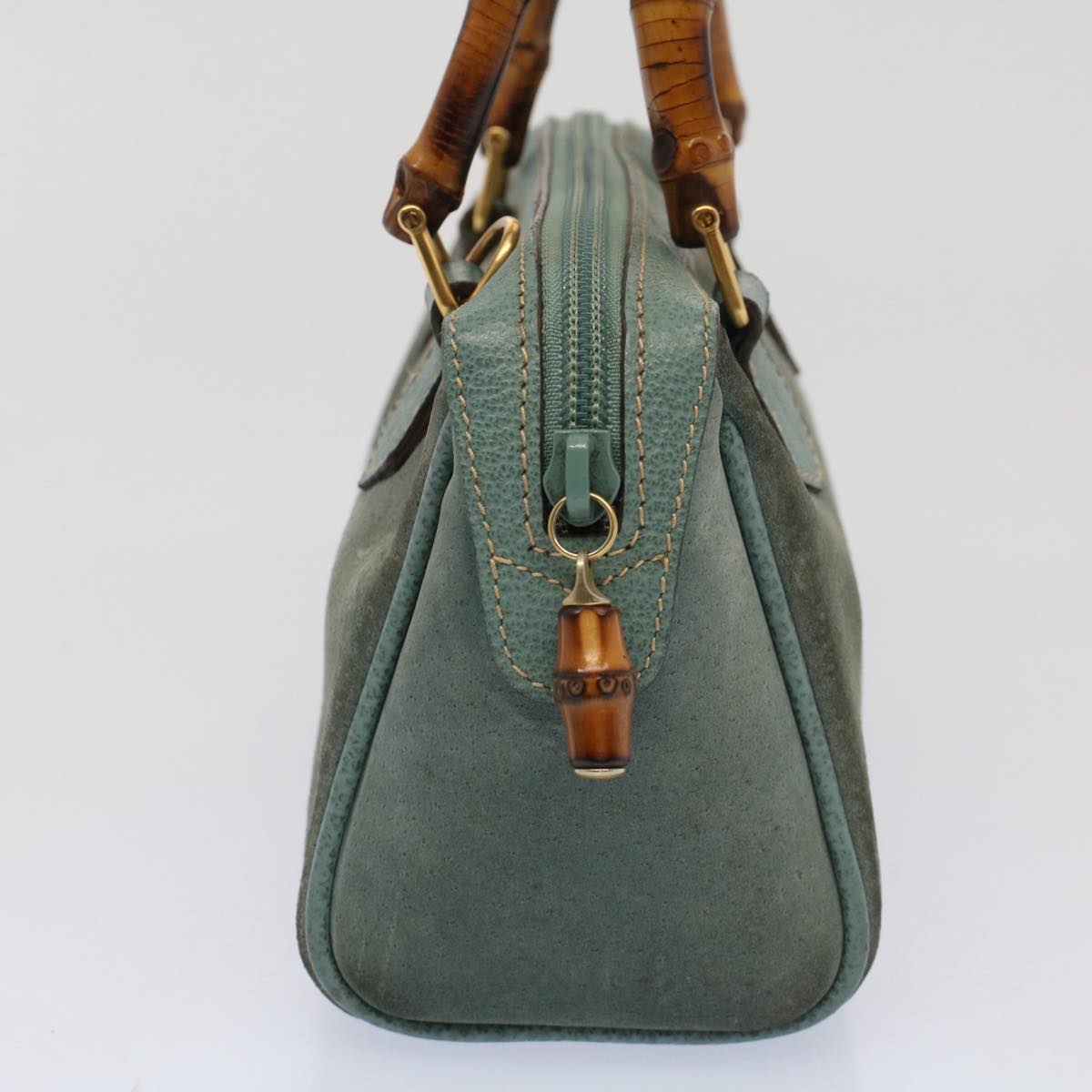 Luxury Gucci Bamboo Hand Bag Suede 2way Green 007 3444 0232  53007