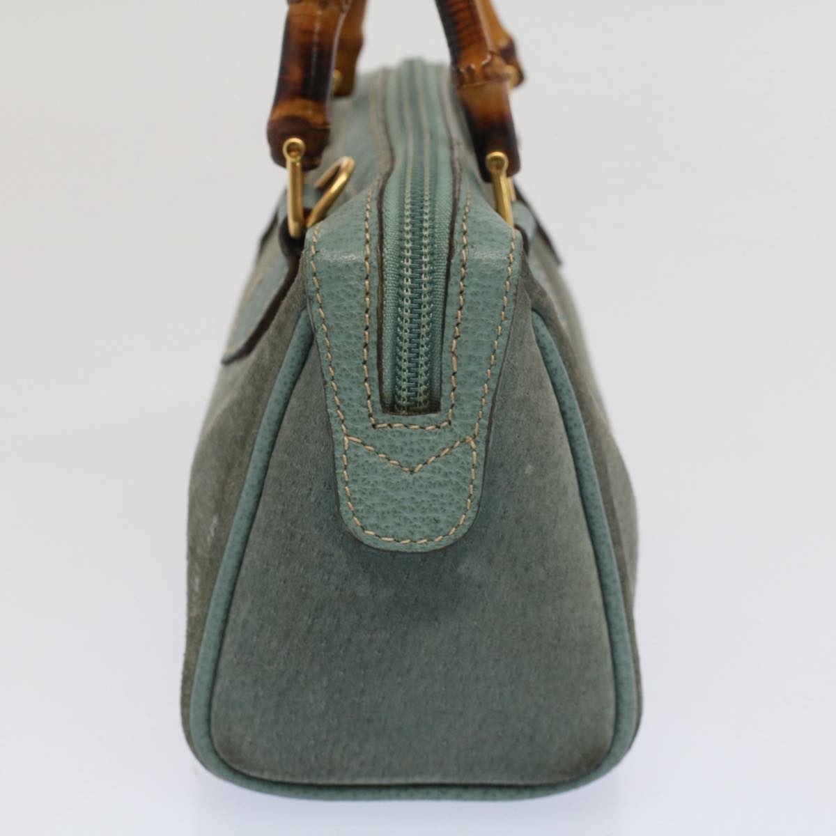 Luxury Gucci Bamboo Hand Bag Suede 2way Green 007 3444 0232  53007