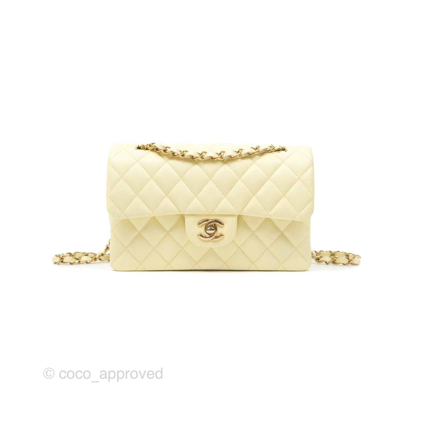 Chanel Small Classic Flap Quilted Yellow Caviar Gold Hardware