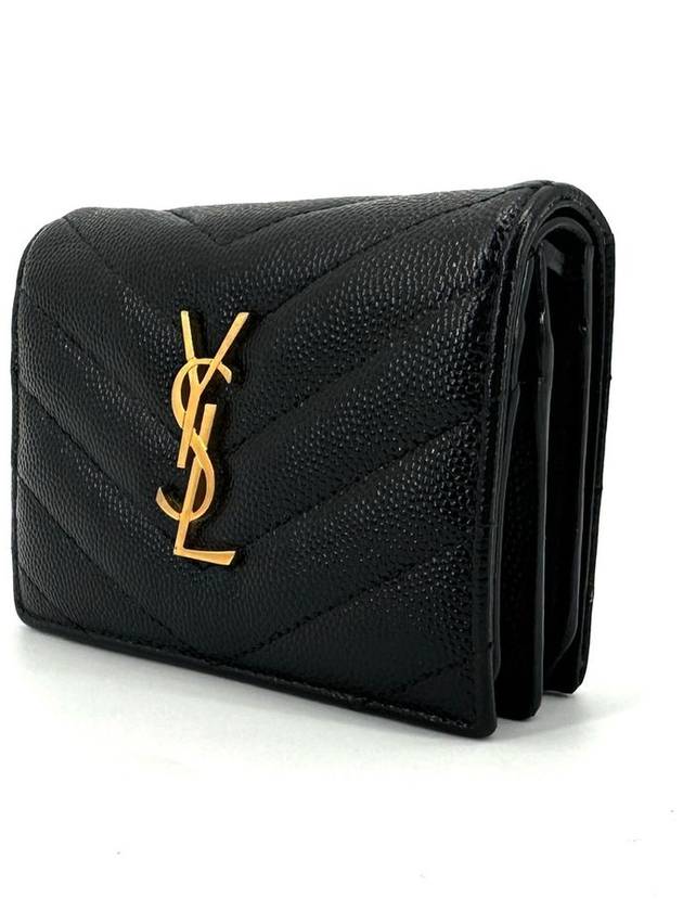 Luxury Saint Laurent Monogram gold flap card wallet 530841