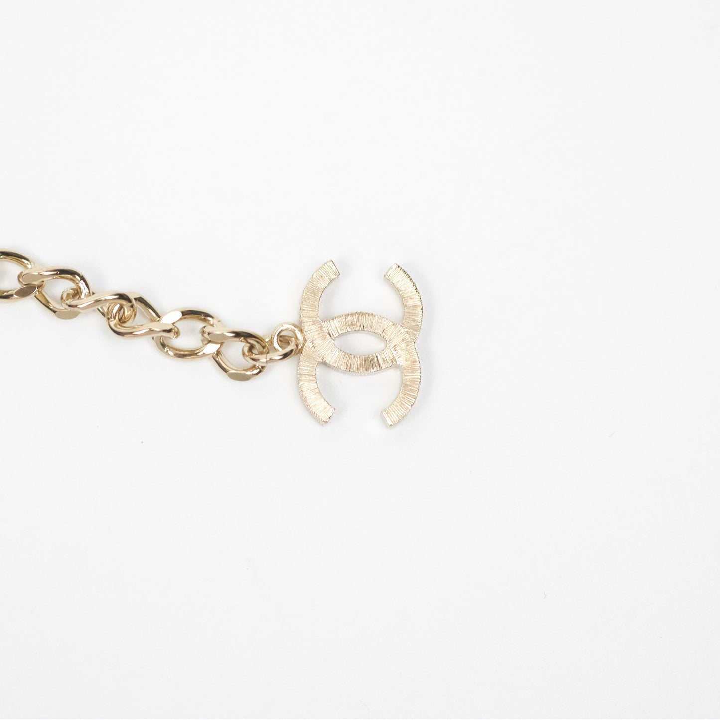 Chanel Crystal CC Pearl Black Leather Chain Braided Necklace Gold Tone 21K