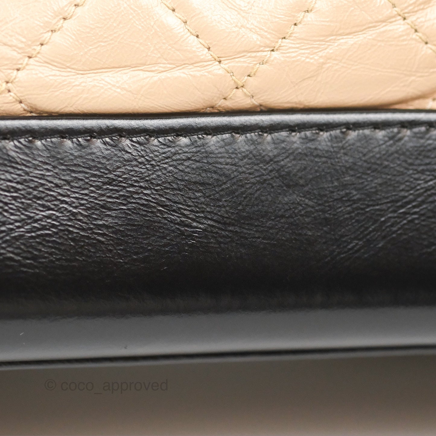 Chanel Small Gabrielle Hobo Quilted Beige Black Aged Calfskin