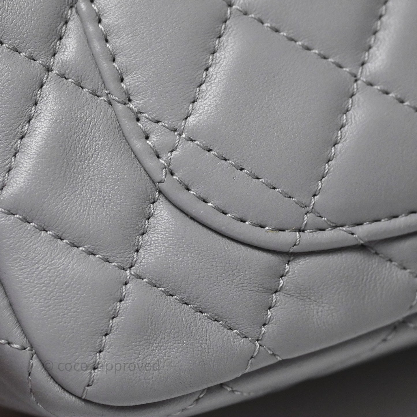Chanel Pearl Crush Mini Rectangular Quilted Grey Lambskin Aged Gold Hardware