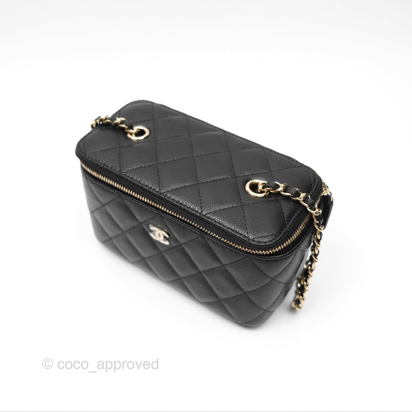Chanel Vanity Rectangular With Chain Black Caviar Gold Hardware