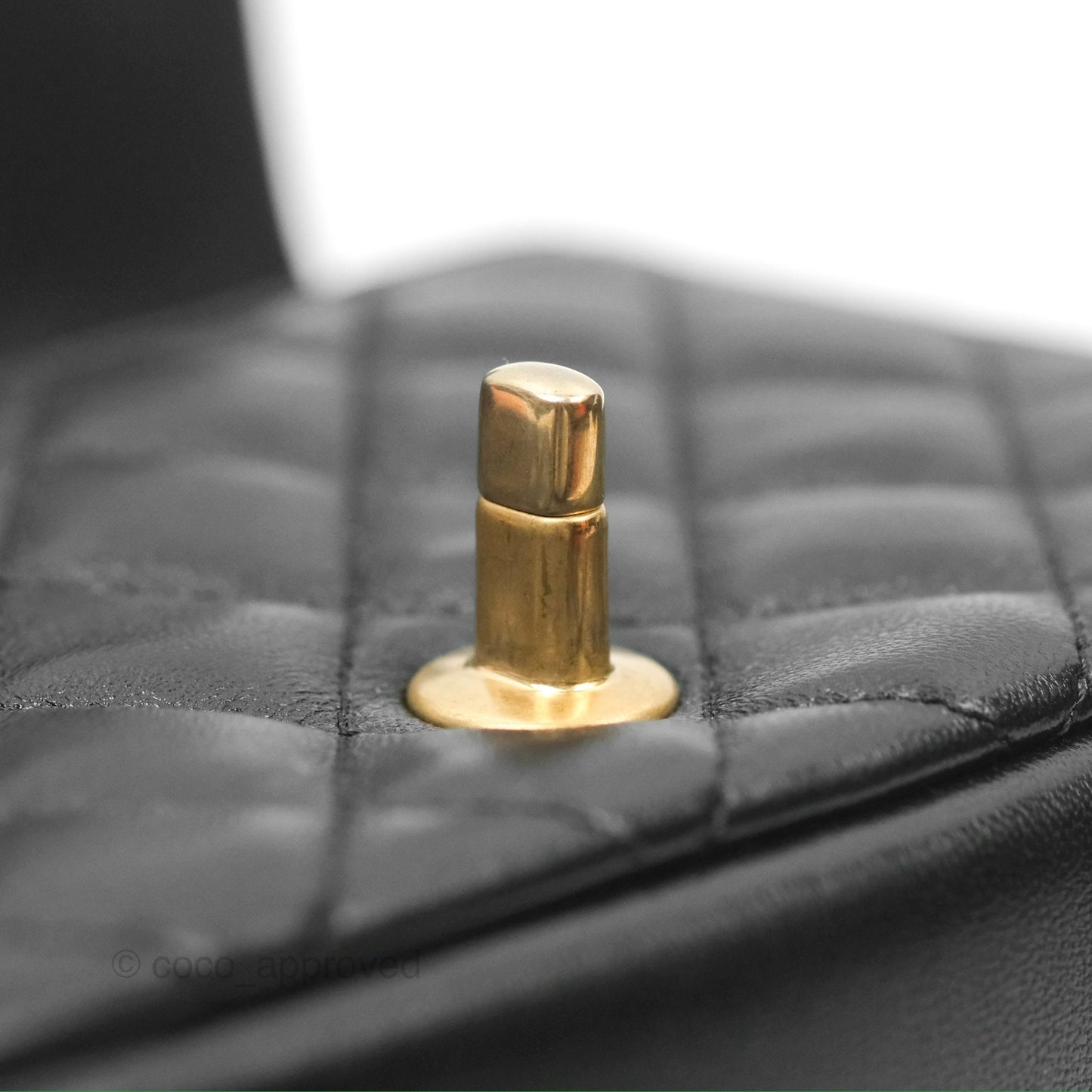 Chanel Mini Flap Bag with Pearl Chain Black Shiny Lambskin Aged Gold Hardware 24P