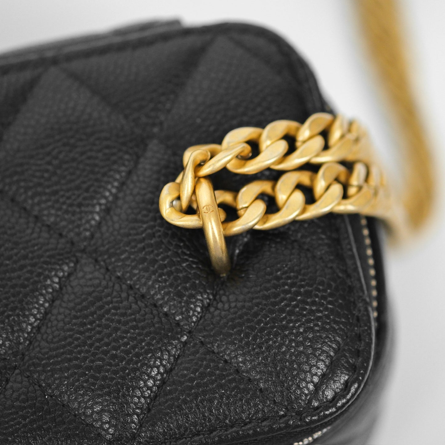 Chanel Vanity with Heart Adjustable Chain Black Caviar Aged Gold Hardware