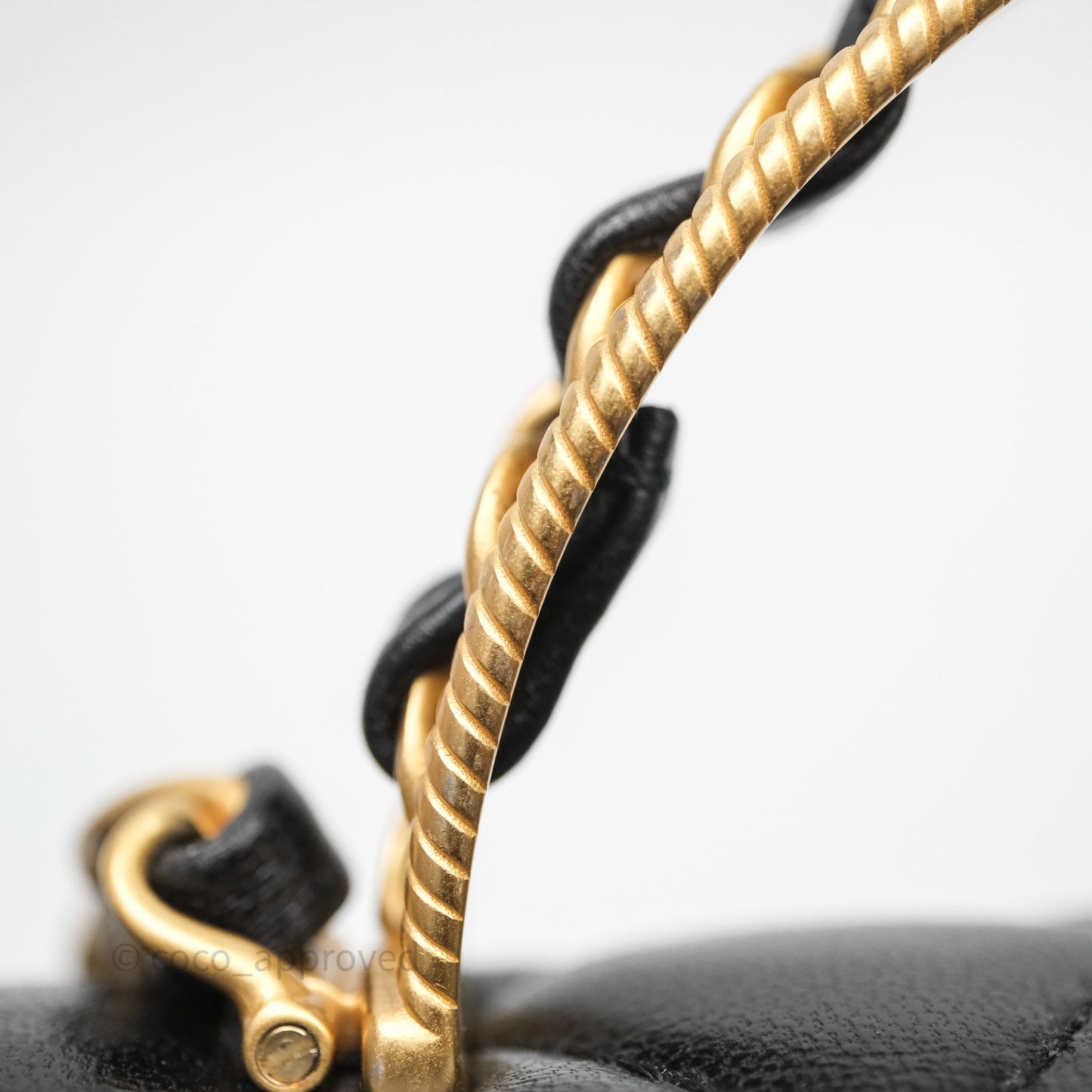 Chanel Top Handle Mini Rectangular Flap Bag Black Lambskin Aged Gold Hardware