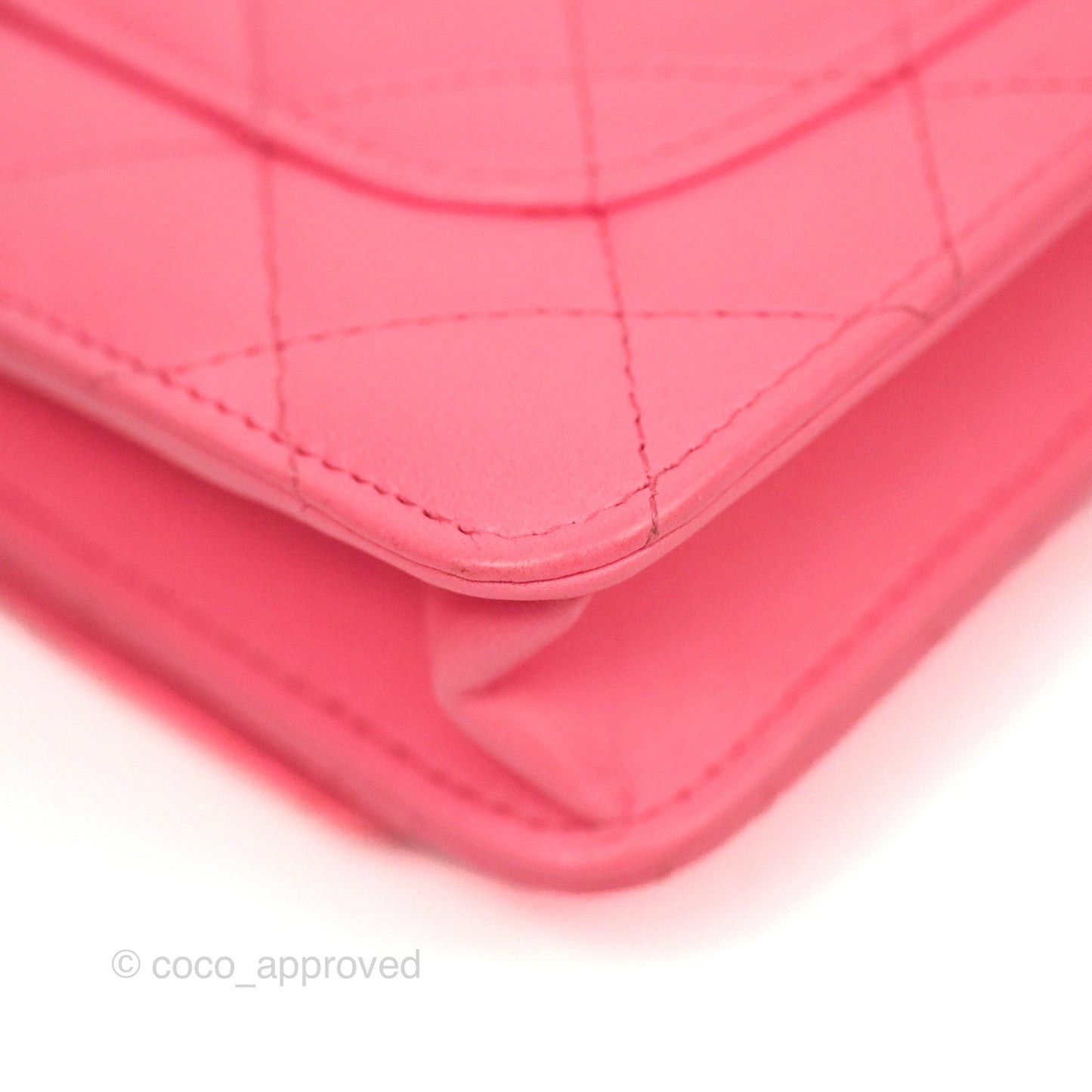 Chanel Quilted Pearl Crush Wallet on Chain WOC Pink Lambskin Aged Gold Hardware