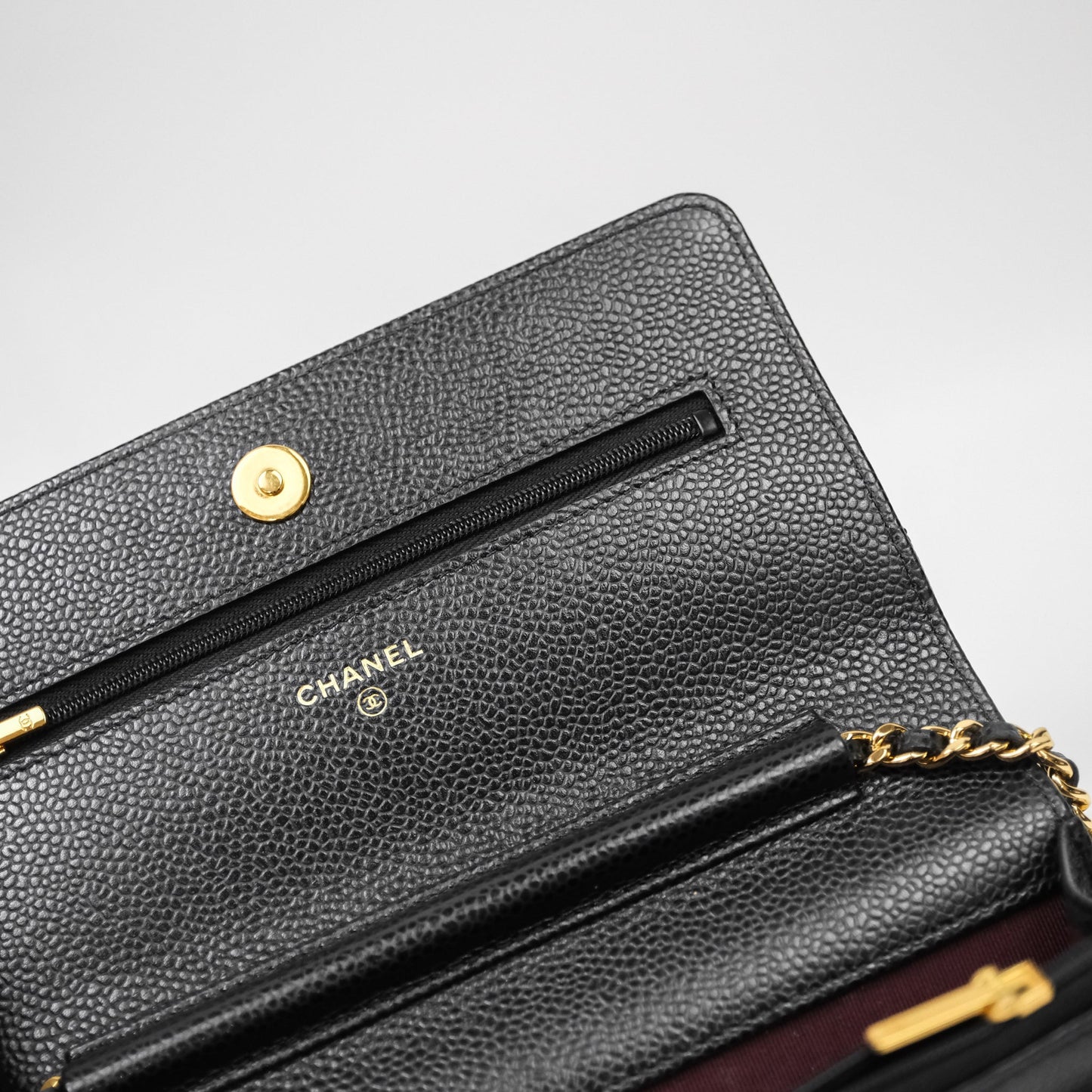Chanel Quilted WOC Black Caviar Gold Hardware