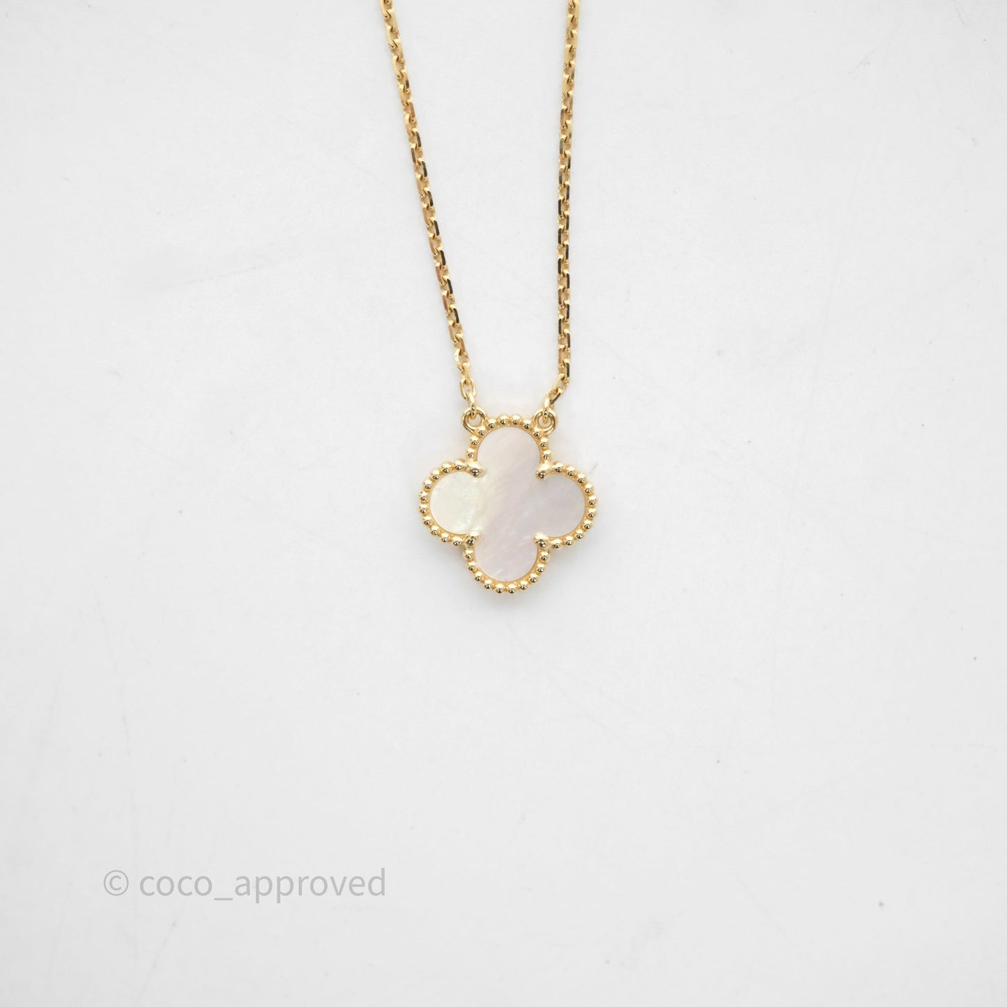 Van Cleef & Arpels Vintage Alhambra Pendant Necklace White Mother-of-pearl Yellow Gold
