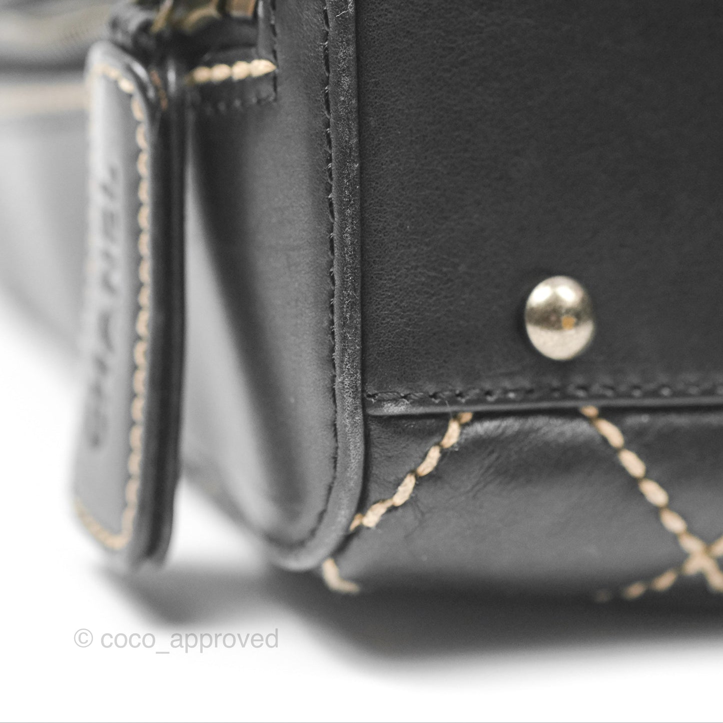 Chanel Vintage Wild Stitch Tote Bag Lambskin Black