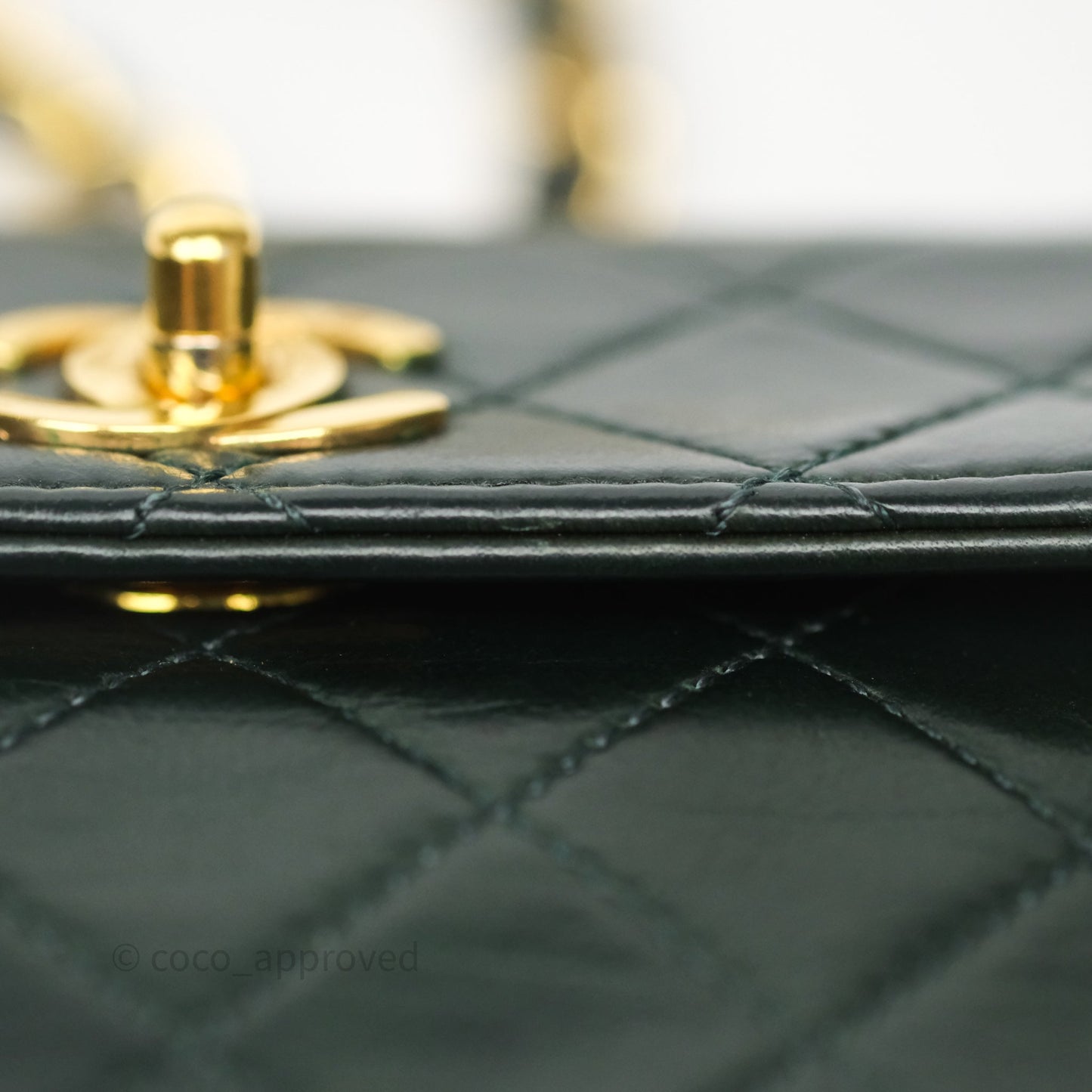 Chanel Vintage Mini Flap Bag Dark Green Lambskin Gold Hardware