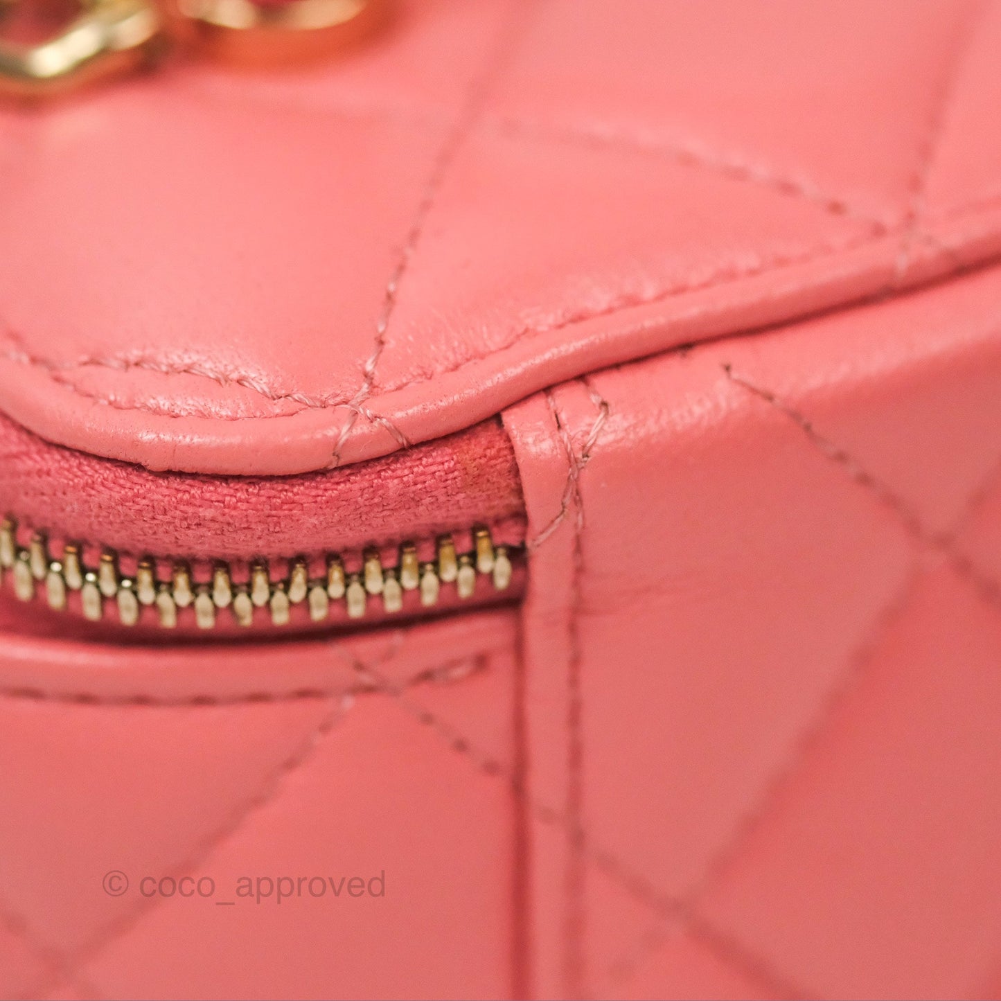 Chanel Vanity Rectangular Top Handle Pink Lambskin Gold Hardware