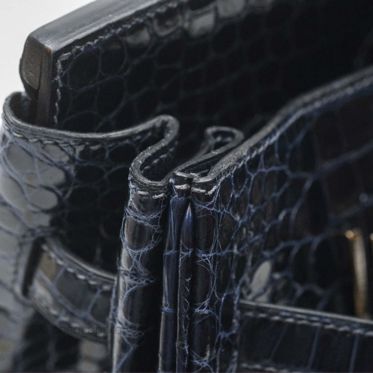 Hermès Birkin 35 Porosus Marine 78 Palladium Hardware
